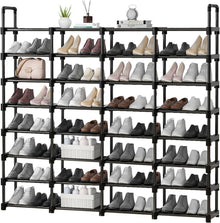 Schwarzes Metall-Schuhregal Platzsparend 180x28x145 cm