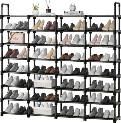 Schwarzes Metall-Schuhregal Platzsparend 180x28x145 cm