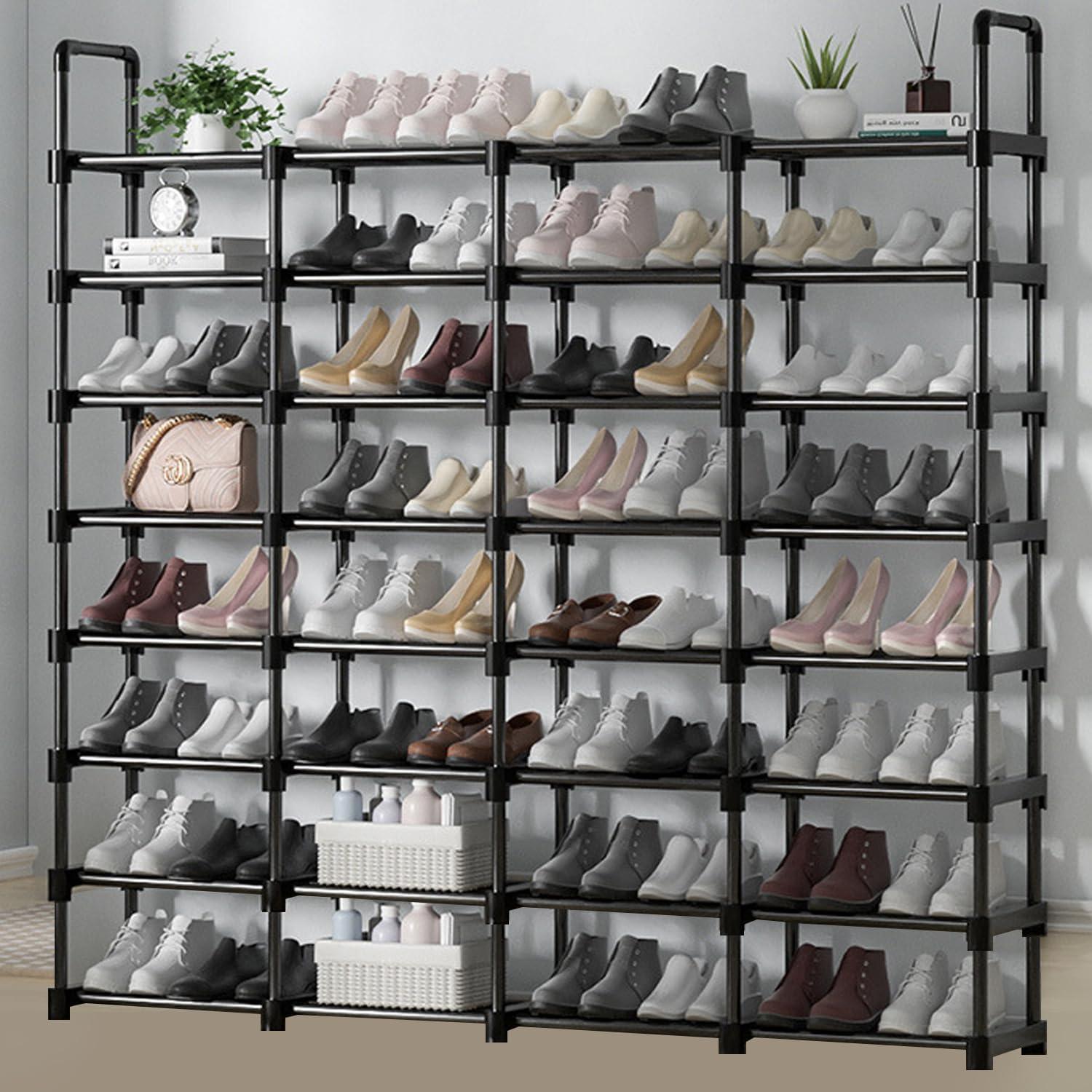 Schuhregal Schwarz Metall 180x28x145 cm Platzsparend
