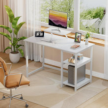 Schreibtisch Weiß mit Stauraum 100cm, PC Computertisch mit