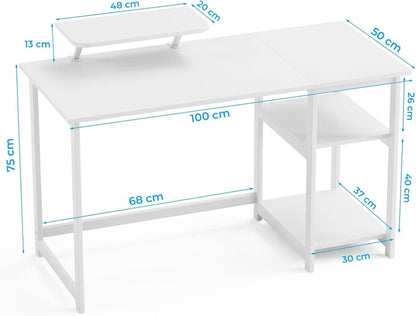 Weißer Computertisch mit Stauraum & Monitorständer, 100cm - Home