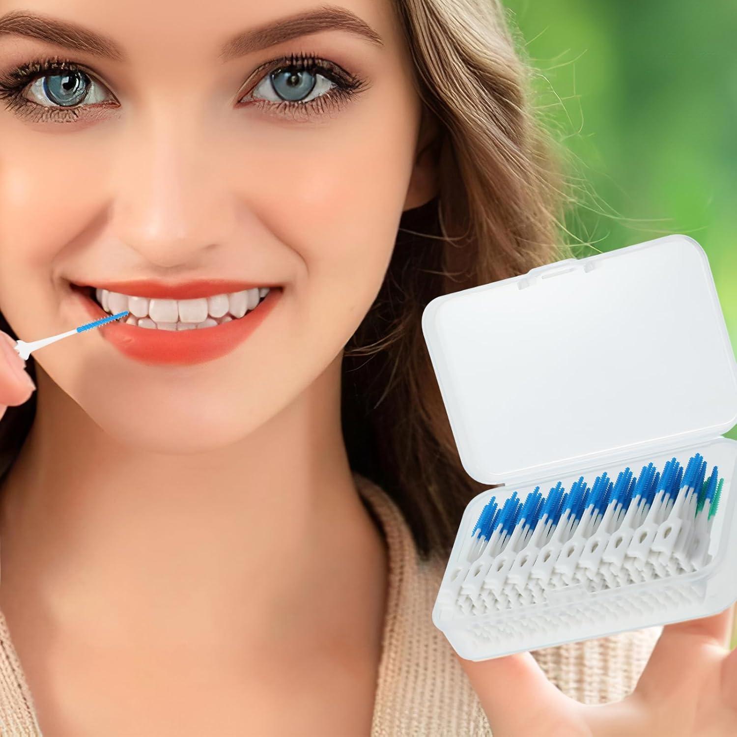 200 Interdentalbürsten Silikon Zahnseide Sticks Weich Plaque Entferner