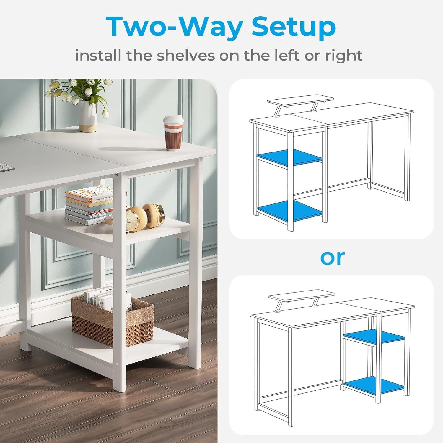 Schreibtisch 140cm mit Stauraum und Monitorständer in