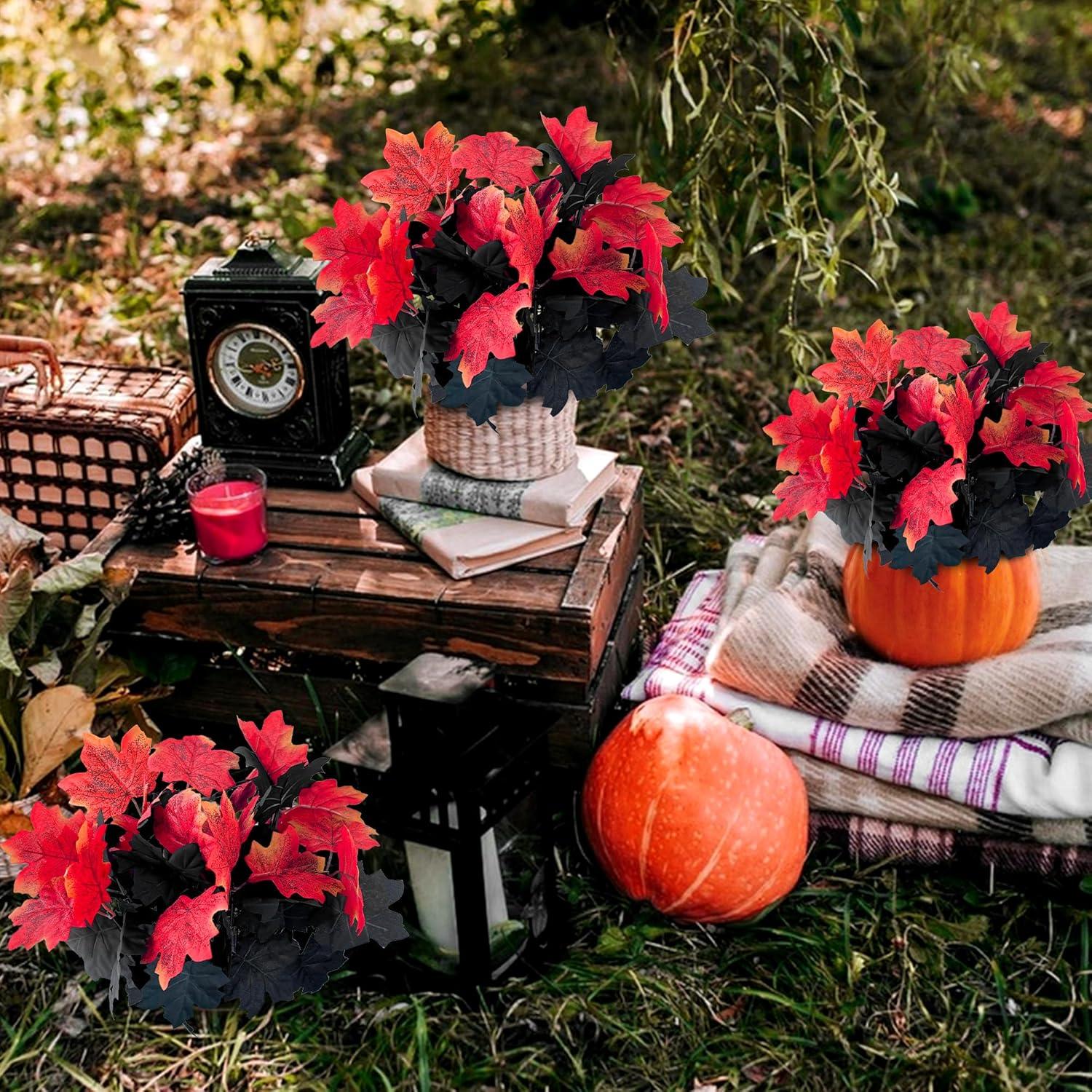 Künstliche Herbststrauß Ahorn Blätter Zweige Herbstblätter Deko Set (Orange