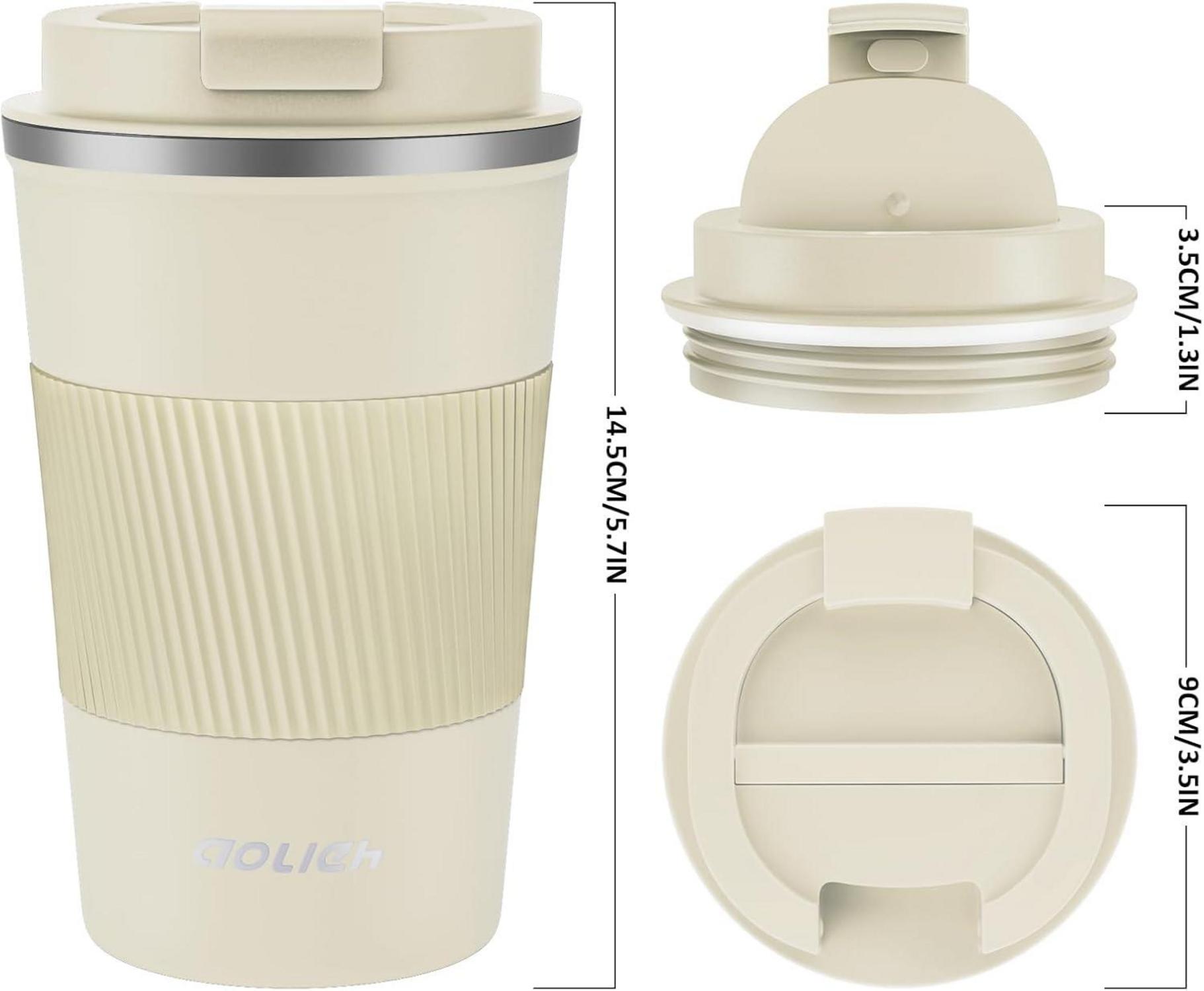 Aolieh Thermobecher Edelstahl 380ml Sand Isolierbecher Travel Mug