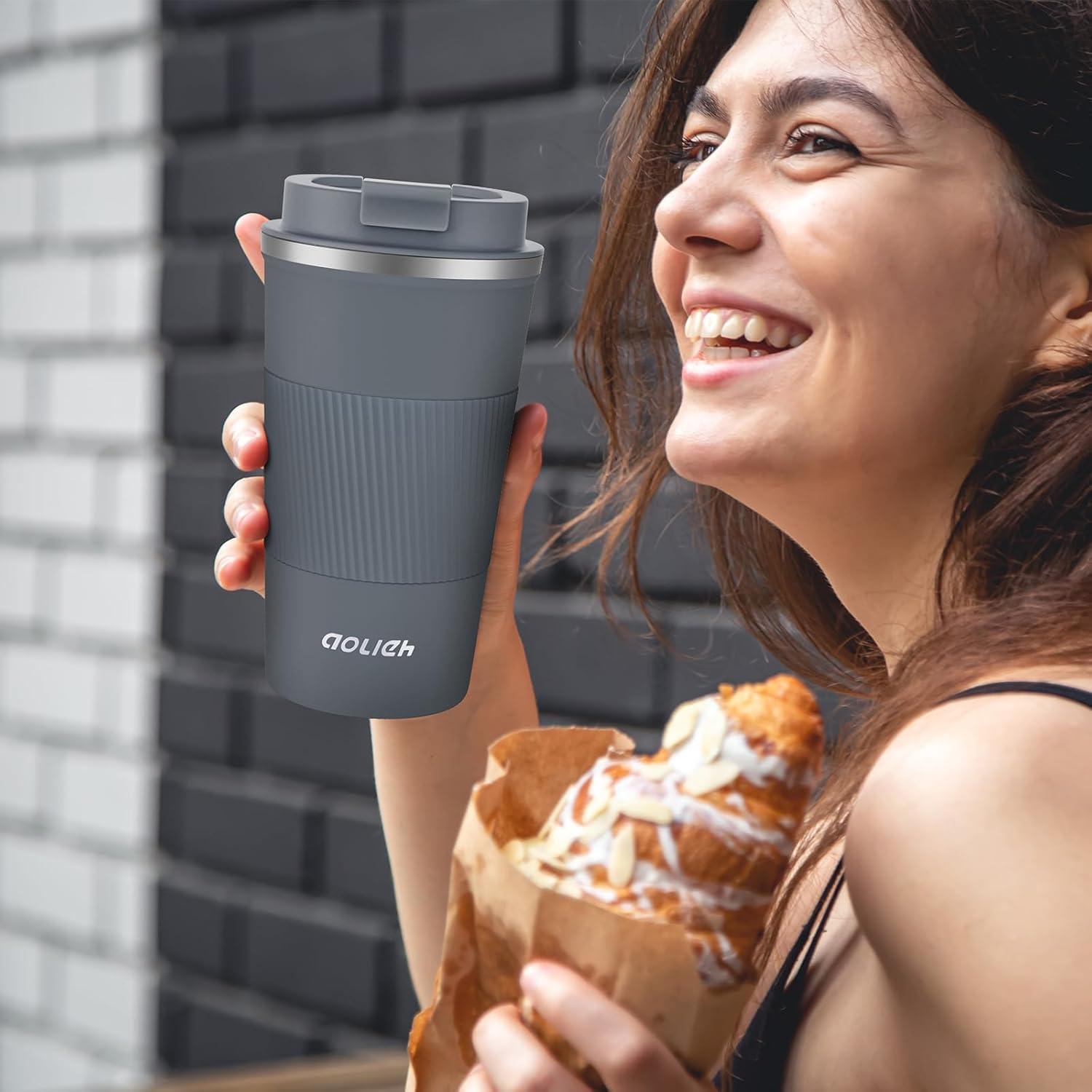 Thermobecher Edelstahl Kaffeebecher Isolierbecher 380ml Graue