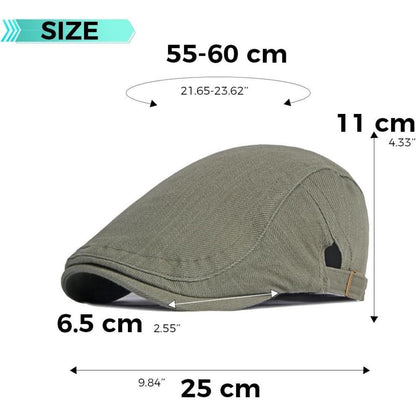 Baumwoll Flatcap Herren Sommer – Schiebermütze Newsboy Cap Armeegrün
