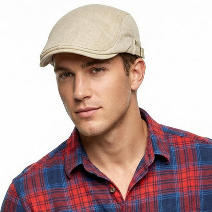 Baumwoll Flatcap Herren Sommer – Verstellbare Newsboy Cap Beige