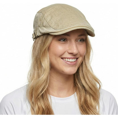 Baumwoll Flatcap Herren Sommer – Verstellbare Newsboy Cap Beige