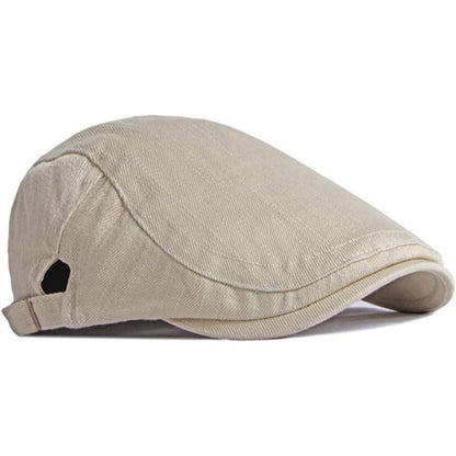 Baumwoll Flatcap Herren Sommer – Verstellbare Newsboy Cap Beige