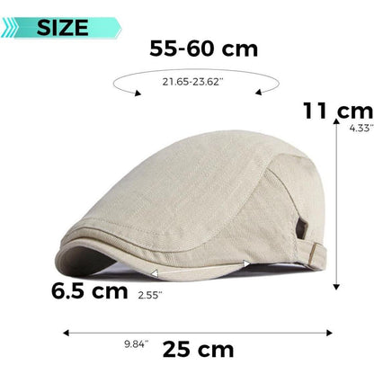 Baumwoll Flatcap Herren Sommer – Verstellbare Newsboy Cap Beige