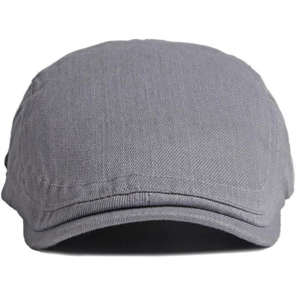 Baumwoll Flatcap Herren Sommer – Verstellbare Newsboy Cap Grau