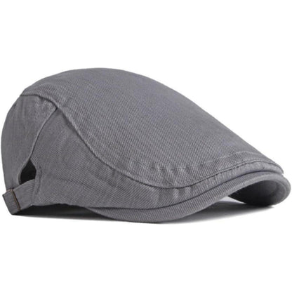 Baumwoll Flatcap Herren Sommer – Verstellbare Newsboy Cap Grau