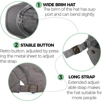 Baumwoll Flatcap Herren Sommer – Verstellbare Newsboy Cap Grau