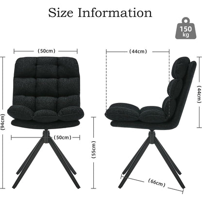 Drehbare Esszimmerstühle 2er Set mit Kissen – Schwarz