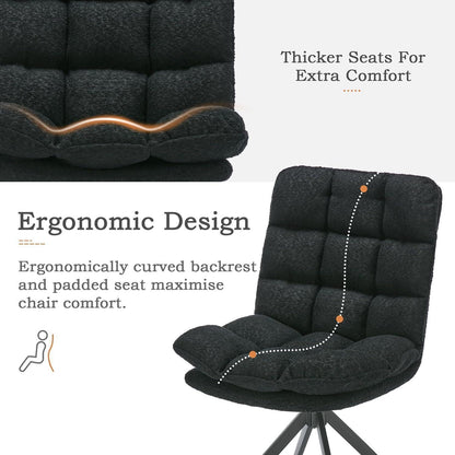 Drehbare Esszimmerstühle 2er Set mit Kissen – Schwarz