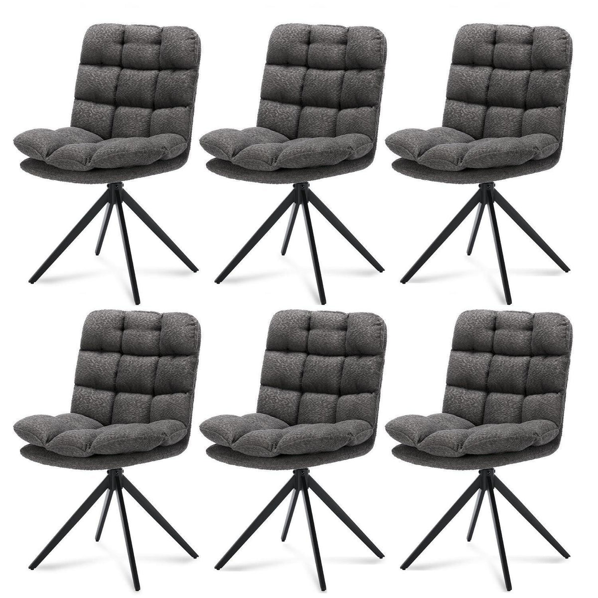 Drehbare Esszimmerstühle 6er Set, Grau – Komfort & Modernes Design