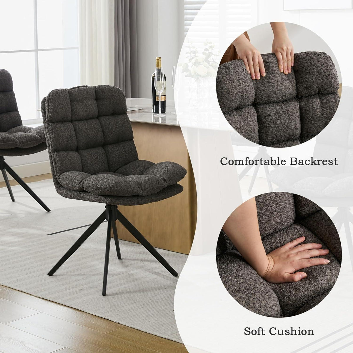 Drehbare Esszimmerstühle 6er Set, Grau – Komfort & Modernes Design