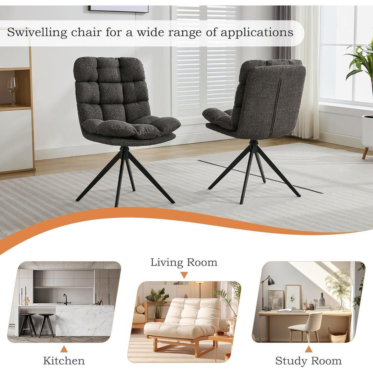 Drehbare Esszimmerstühle 6er Set, Grau – Komfort & Modernes Design