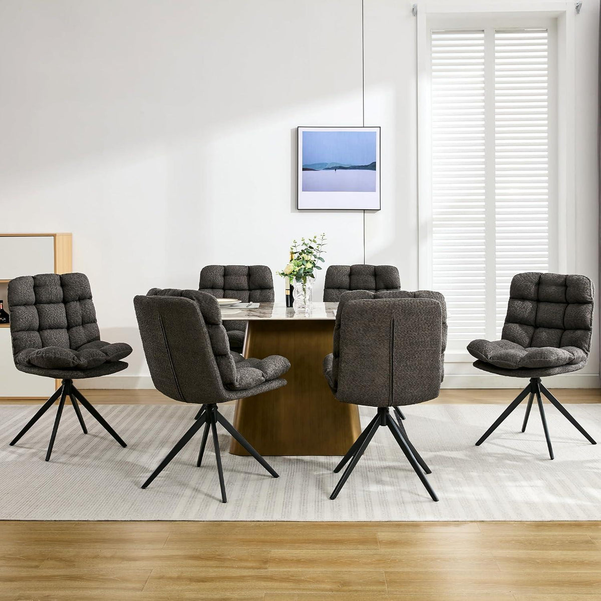 Drehbare Esszimmerstühle 6er Set, Grau – Komfort & Modernes Design