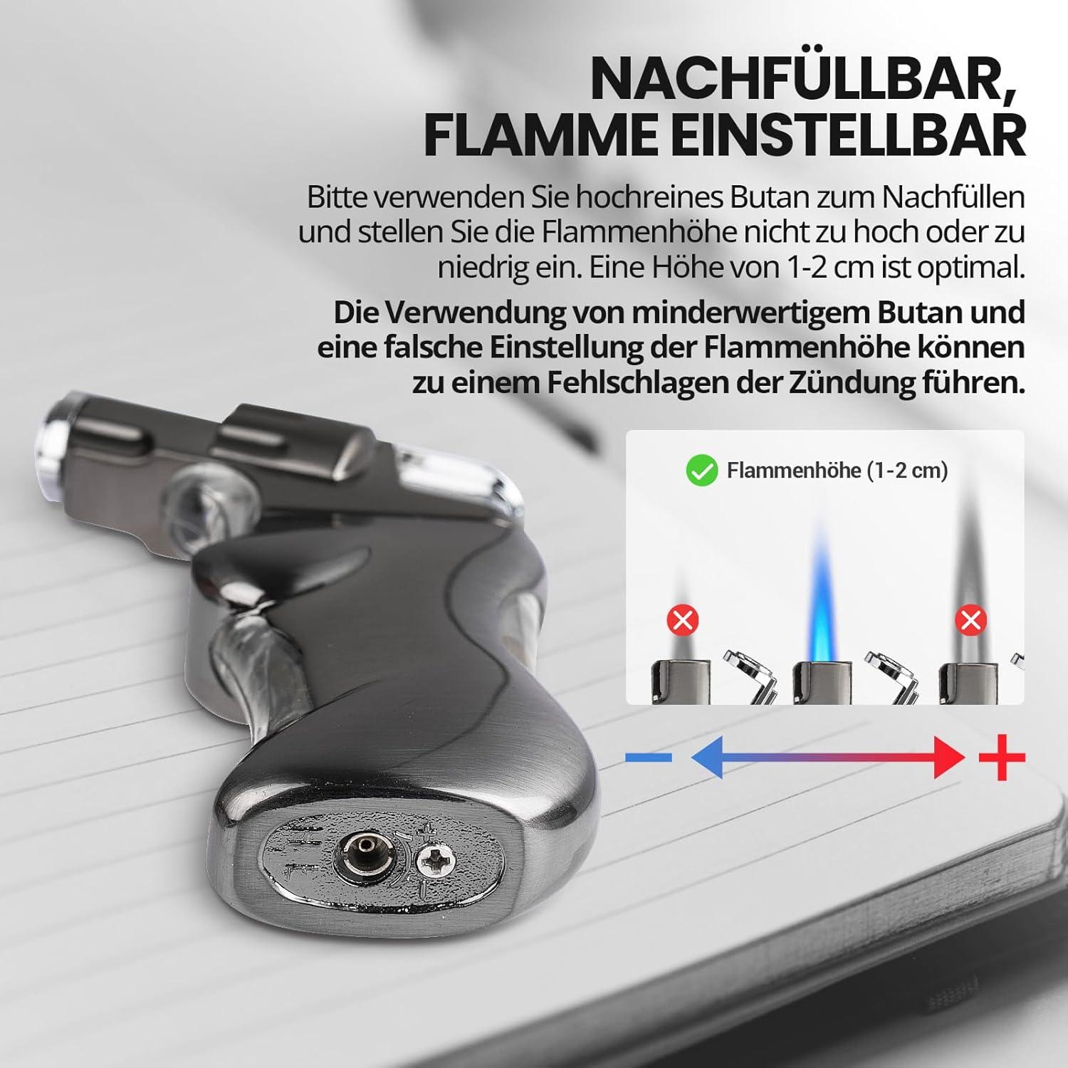 Ultraray Sturmfeuerzeug Jetflamme Gas Nachfüllbar Vintage Metall Feuerzeug