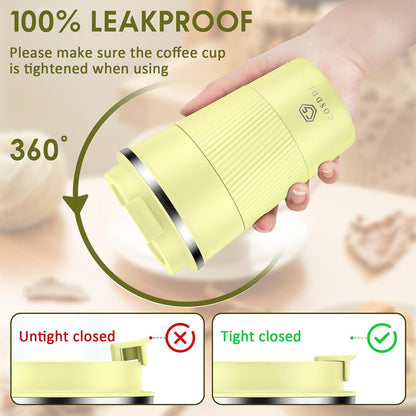 CS COSDDI Edelstahl Travel Mug 380ml Vakuum Isolierbecher Gelb