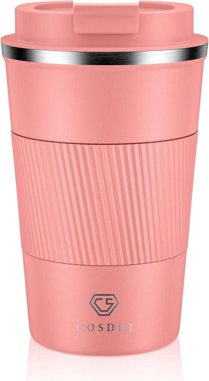 Isolierter Edelstahl Reisebecher 380ml mit Deckel
