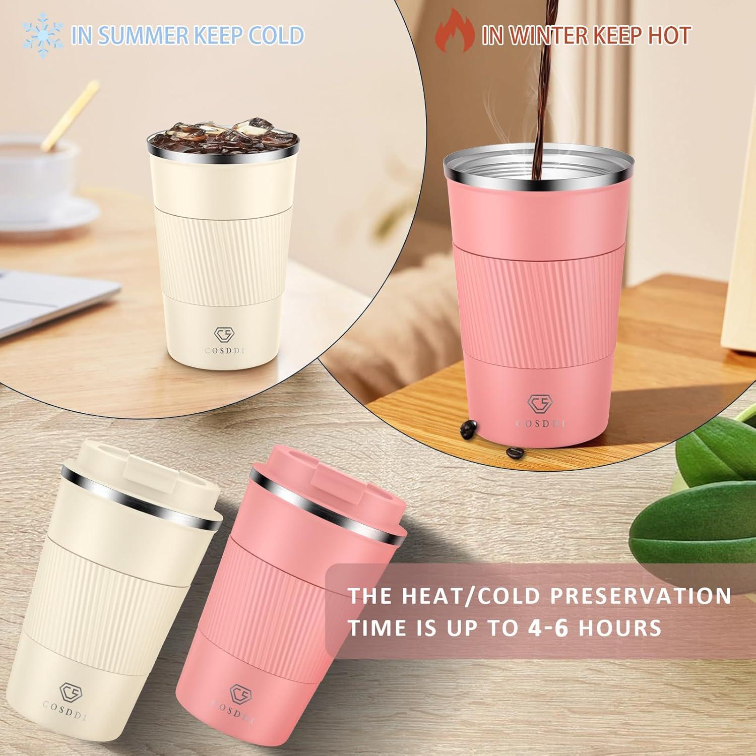 Isolierter Edelstahl Reisebecher 380ml mit Deckel