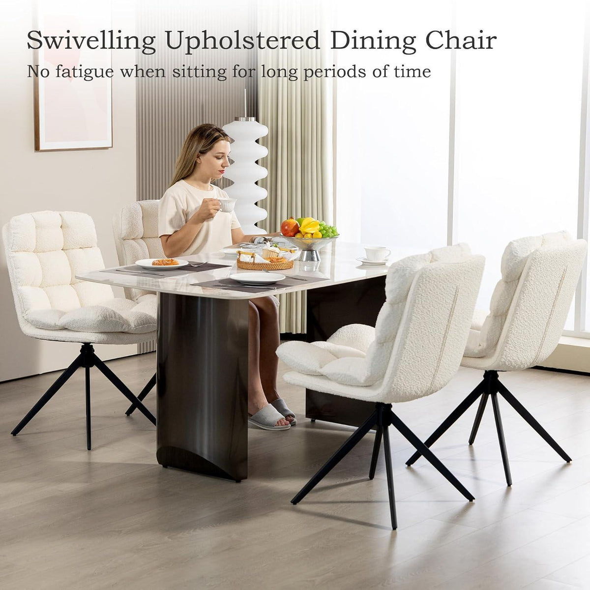 Drehbare Esszimmerstühle 4er Set, Weiß – Komfort & Modernes Design