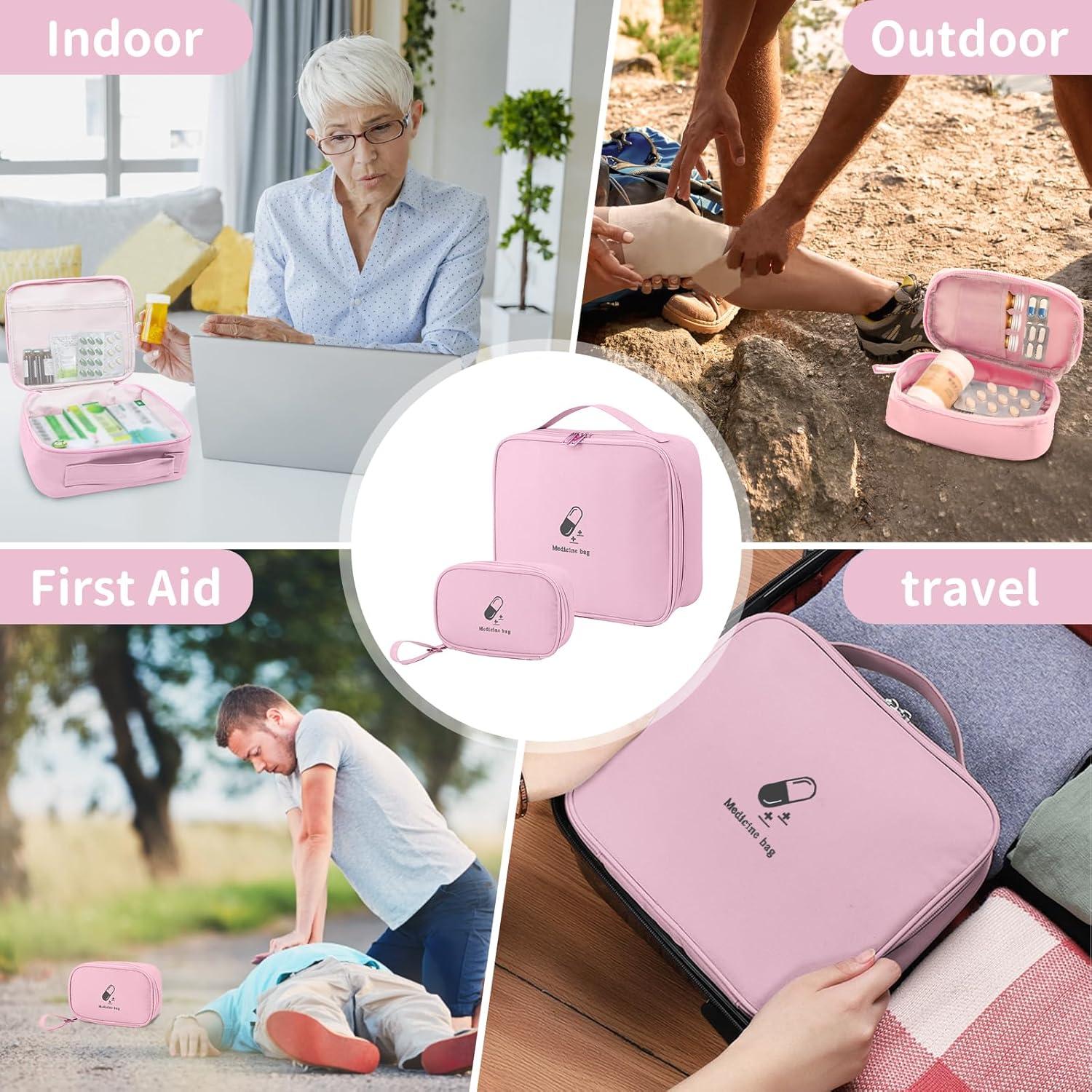 Medikamententasche 2er Set Groß Klein Reiseapotheke Tasche Wasserdichter Erste Hilfe Satz Outdoor Rosa