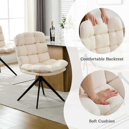 Drehbare Esszimmerstühle 2er Set mit Kissen – Weiß