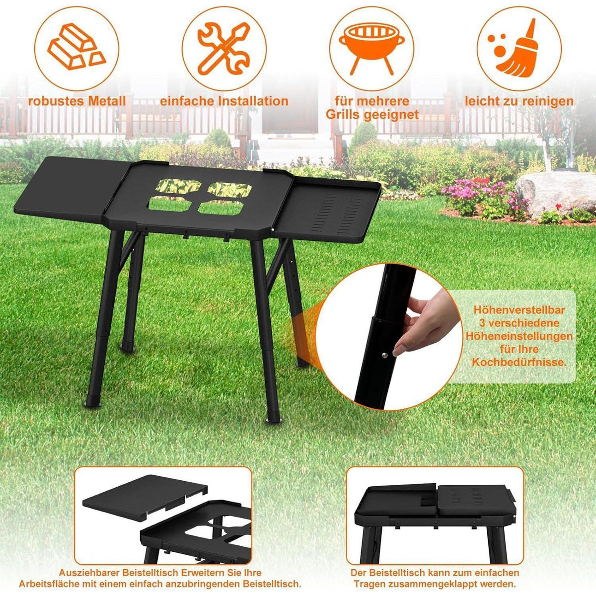 Ninja Grillständer klappbar mit Tischplatten