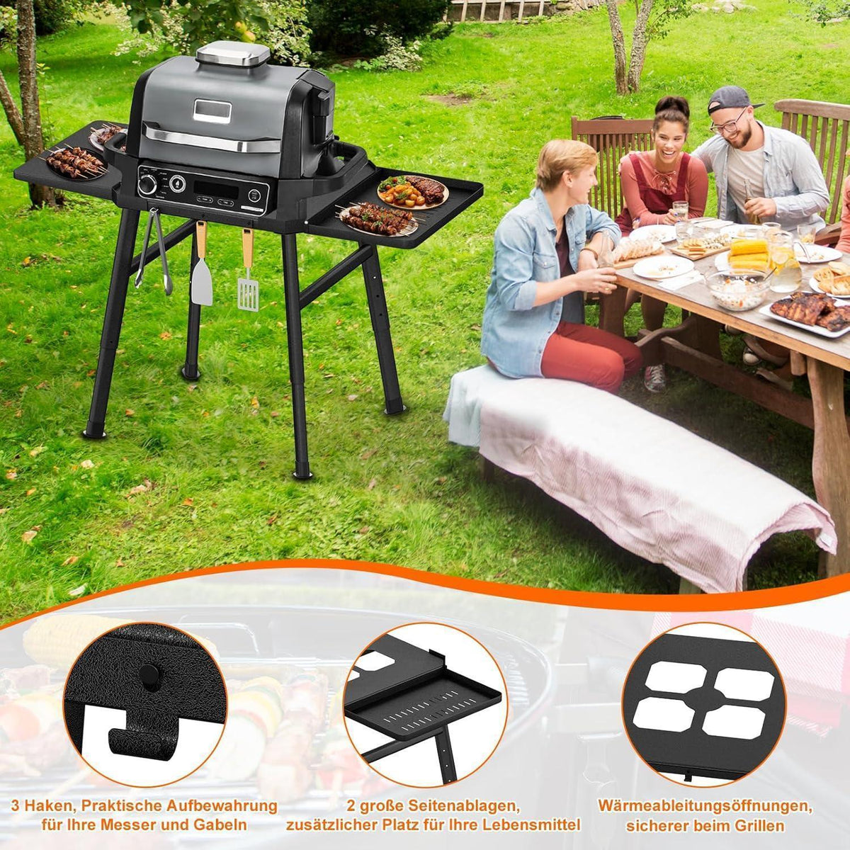 Ninja Grillständer klappbar mit Tischplatten