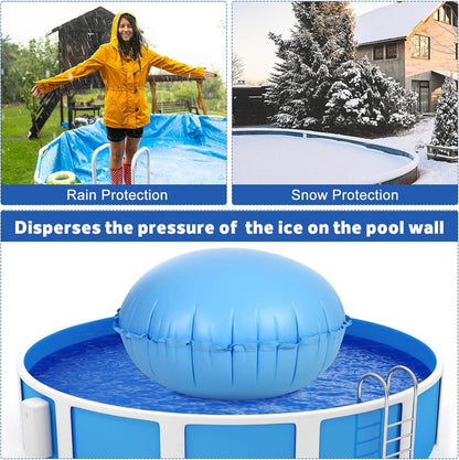 Winter Poolkissen Rund 120x120cm, Luftkissen zur Poolabdeckung Blau