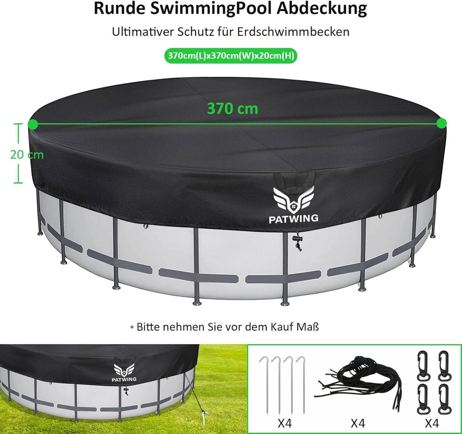 Pool Abdeckplane rund 420D 370*20 cm - PATWING