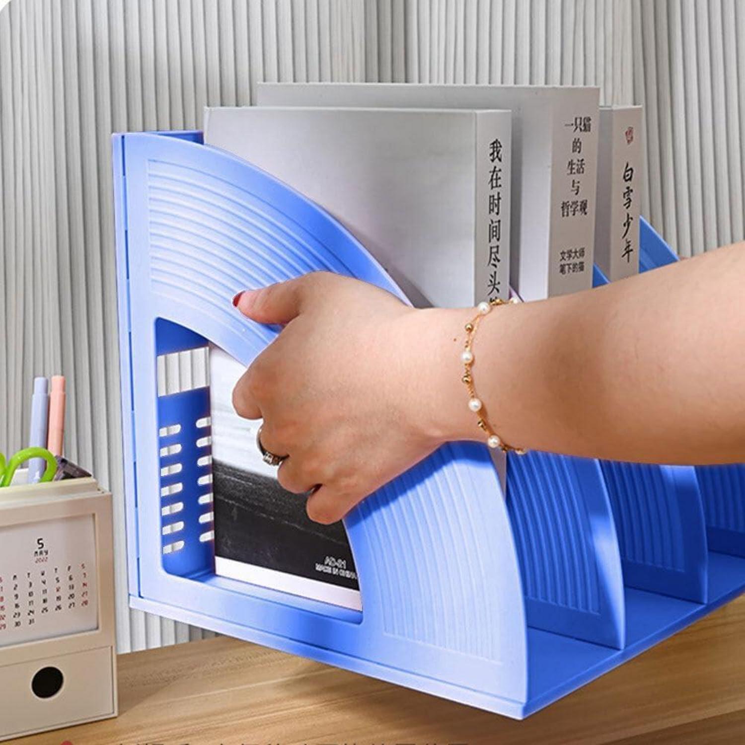 Stehsammler A4 Kunststoff 3 Fächer Schreibtisch Organizer Büro School dunkelblau