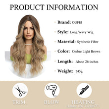 Ombre Braun Lockige Perücke Synthetisch Haar Hitzebeständig