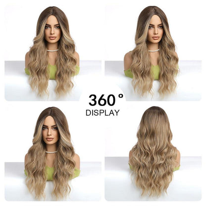 Ombre Braun Lockige Synthetische Perücke Frauen Hitzebeständige Cosplay