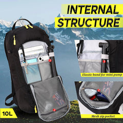 Fahrradrucksack 10L mit Regenschutz und Helmnetz, wasserdicht, für