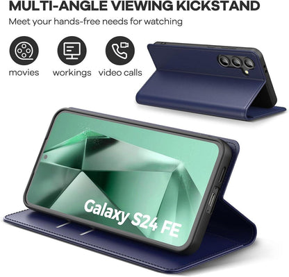 Peakally Samsung Galaxy S24 FE 5G Handyhülle mit Panzer Schutz Glas - Blau
