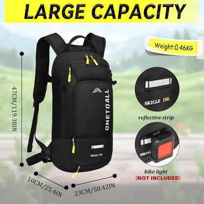ONETOALL Fahrradrucksack 10L wasserdicht mit Regenschutz und Helmnetz