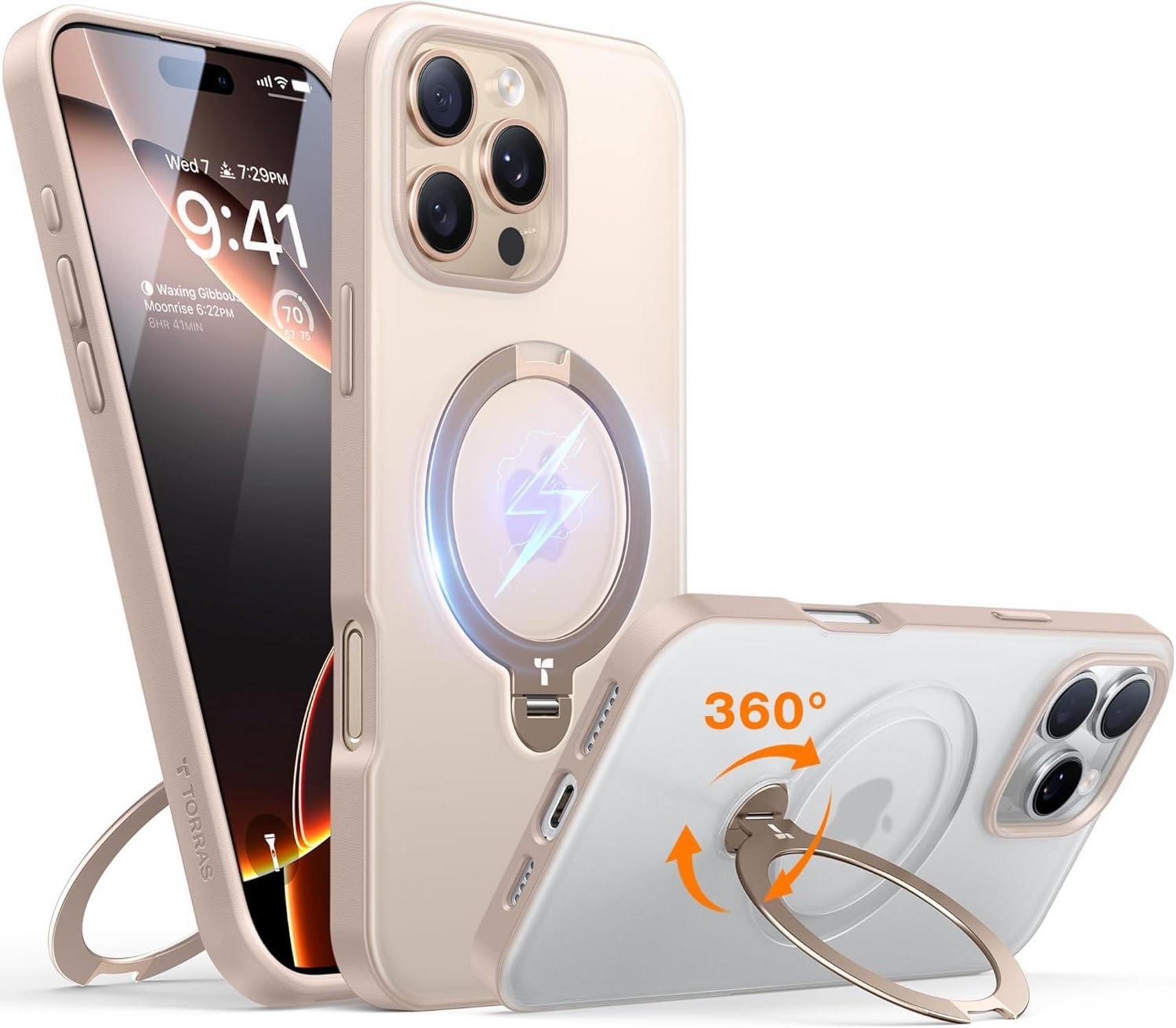 iPhone 16 Pro Max Hülle TORRAS Magnetisches 360° Ostand Spin