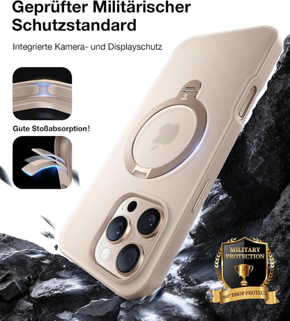 TORRAS iPhone 16 Pro Hülle Magsafe Militärschutz Standring Gold
