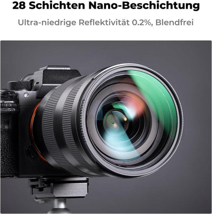 UV Filter 77mm mit Objektivdeckel, Reinigungstuch & HD Schutzfilter