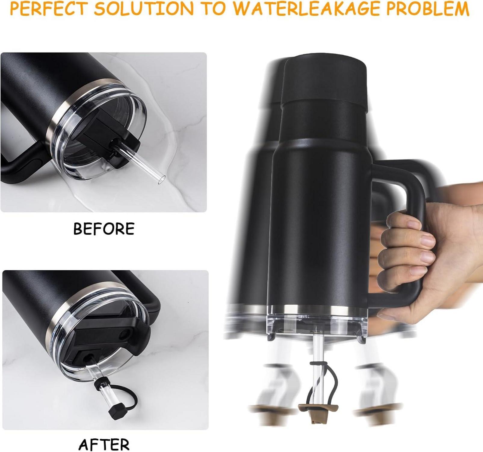 Silikon Cup Zubehörset 6 auslaufsichere Stopfen 2 Strohdeckel 1 Silikonhülle 1,2 l 850 ml