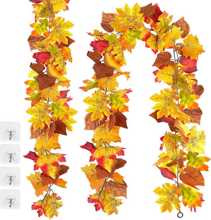 Künstliche Herbstahornblätter Girlande 2er Pack 174cm - Herbstdeko