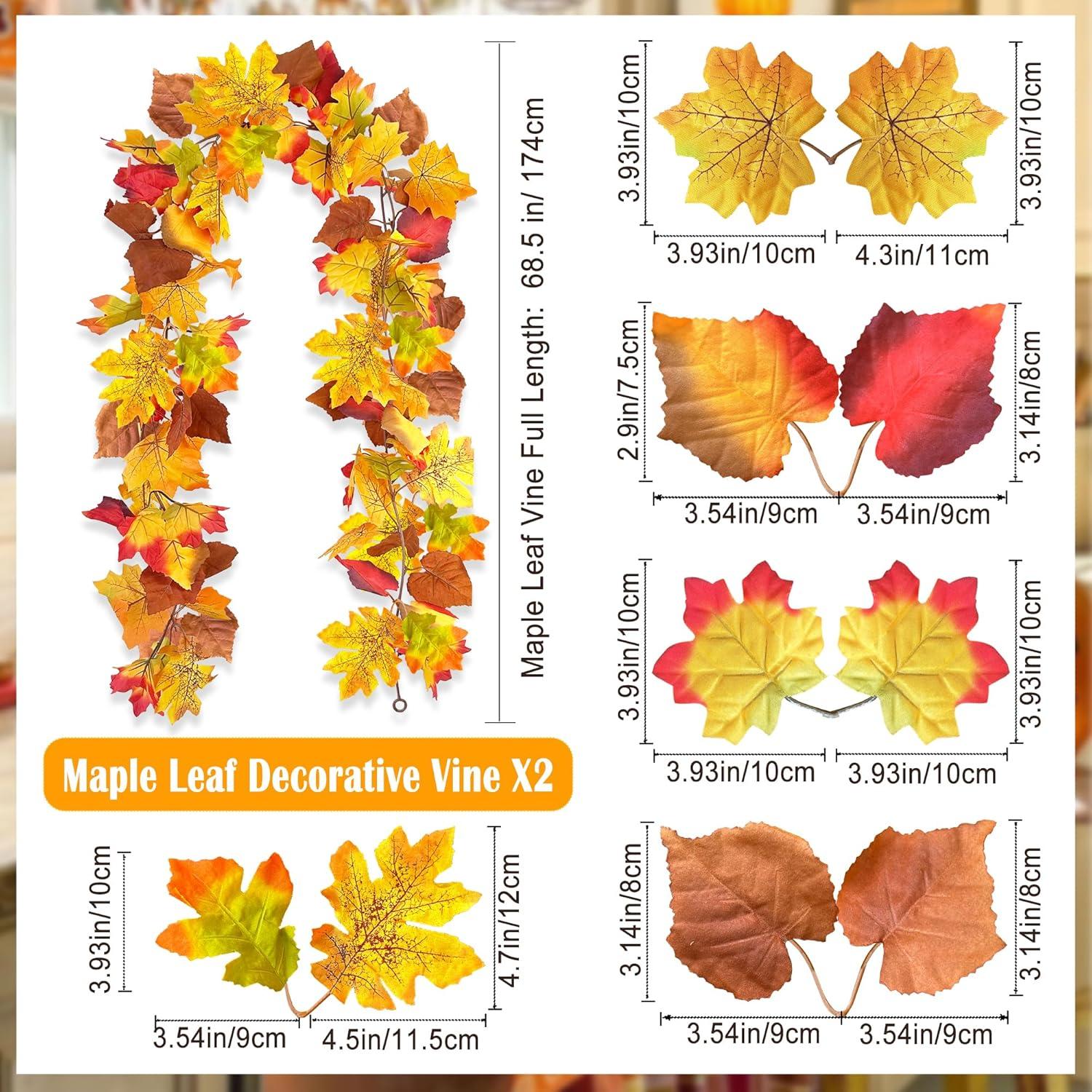 Künstliche Ahornblätter Girlande Herbstdeko 174cm 2 Stück