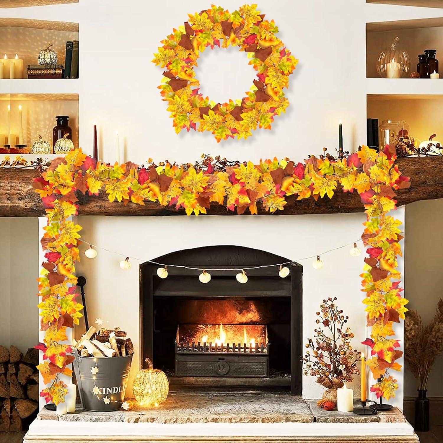 Künstliche Herbstahornblätter Girlande 2er Pack 174cm - Herbstdeko