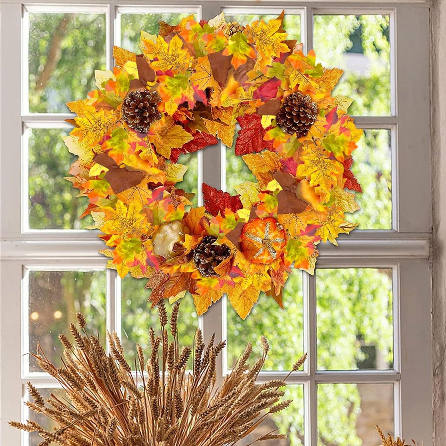 Künstliche Ahornblätter Herbstgirlande 2er Set 174cm für Innen Außen Halloween_Deco