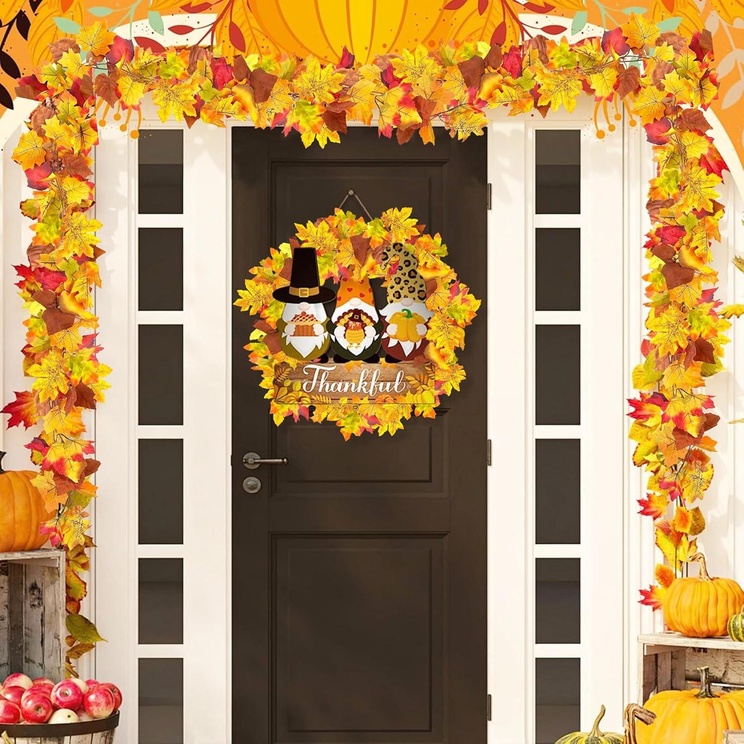 Herbstgirlande Ahornblätter 2er Set 1.74m Künstlich Herbstdeko Fenster